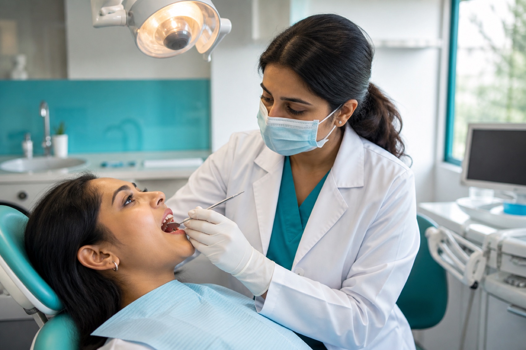 Dentist performing a gentle dental checkup
