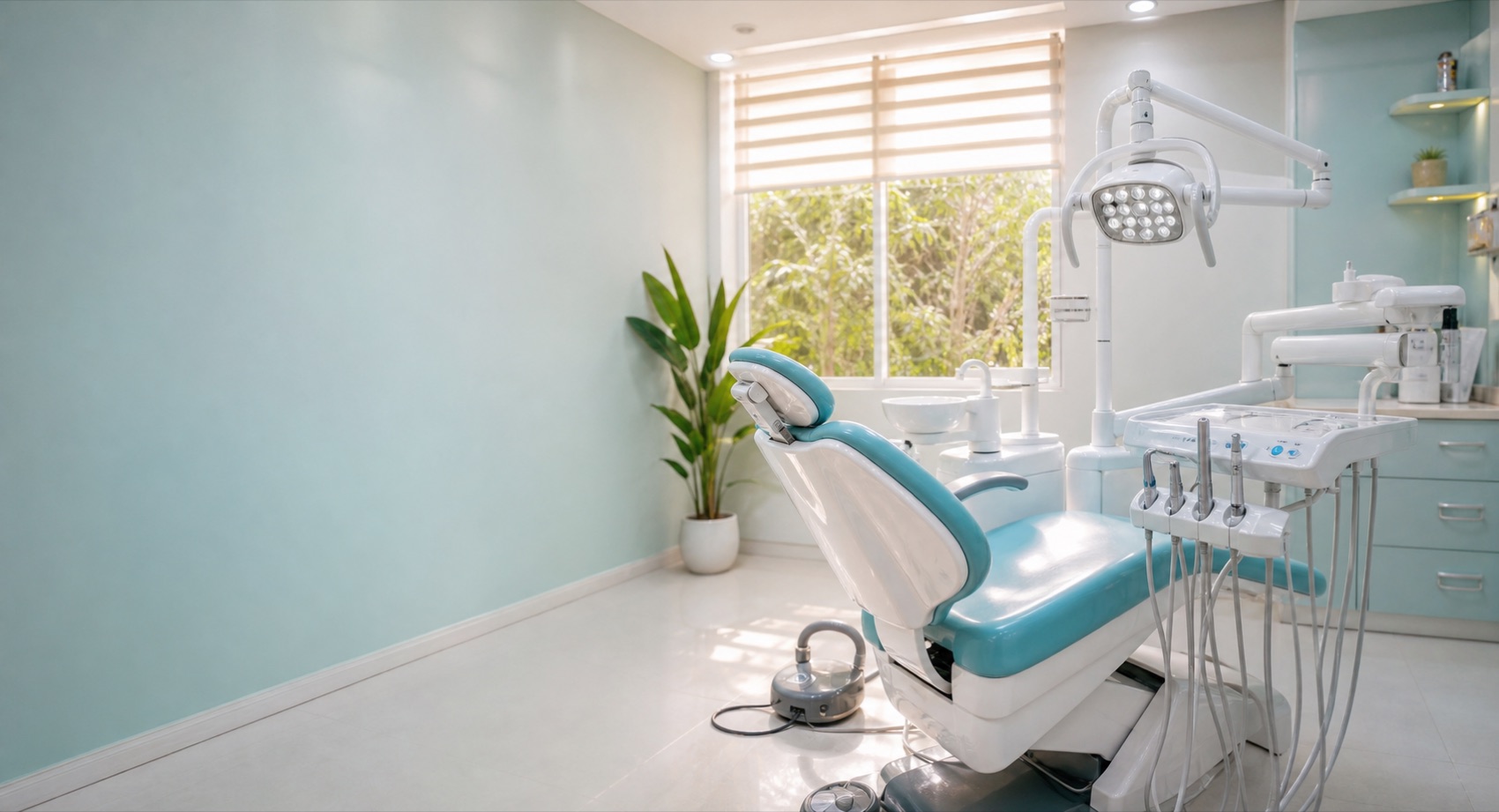 Clean dental treatment room with dental chair